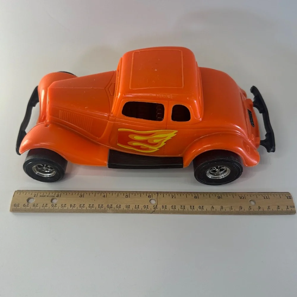 VTG 1934 Ford Victoria Durant Plastics Orange Red Toy Model Car Hot Rod Made USA